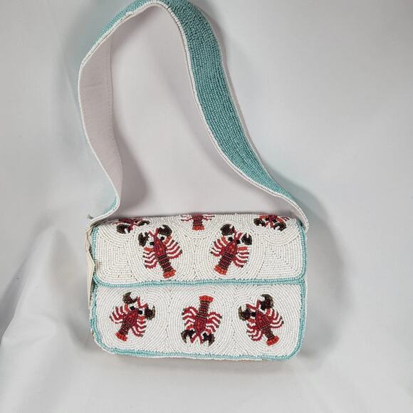 Sol And Mer Beaded Viral Lobster Bag Womens Coastal Purse Handbag Shoulder NEW - Picture 2 of 10
